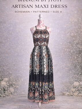 Bhanuni By Jyoti | Dresses | Nwt Bhanuni By Jyoti Sleeveless Patchwork Lace  Tiered Midi Dress Large | Poshmark